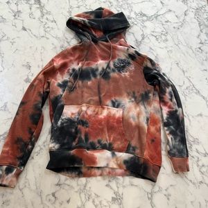Black/Orange Tie-Dye Hoodie (Size Small)